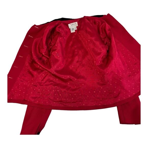 Talbots Red‎ Velvet Collar 100% Wool Winter Office  Blazer Size 2P - Picture 5 of 11